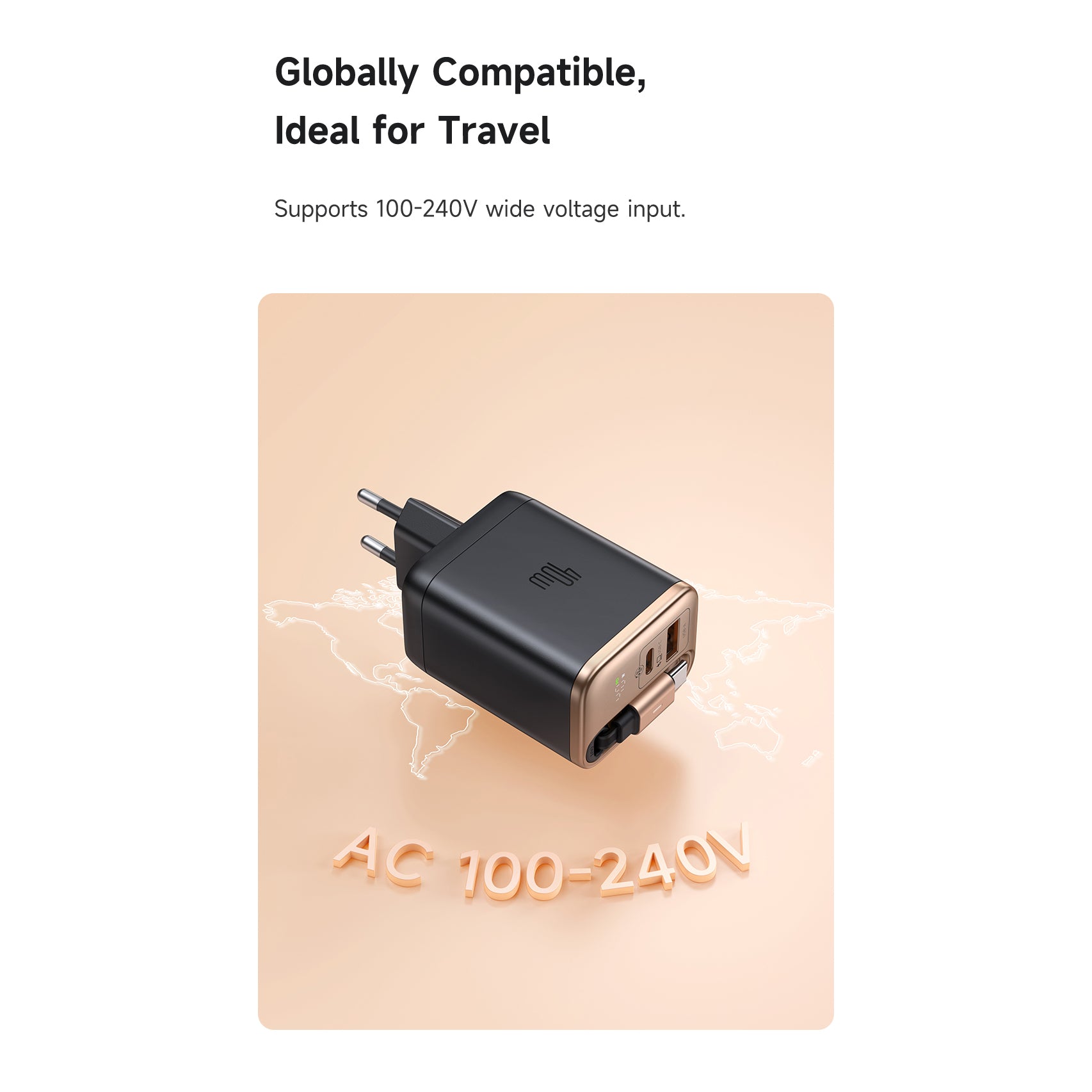 Mcdodo 40W 1C+1A Digital Display GaN Charger Built-in 65cm retractable USB-C Cable(EU)