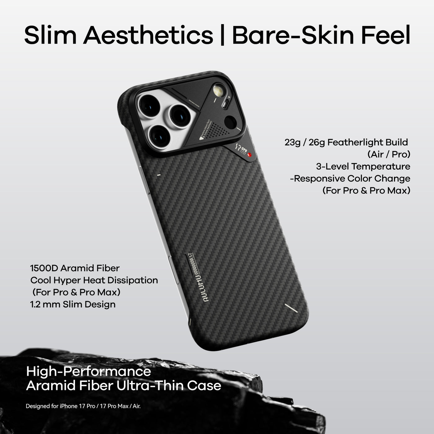 Aulumu A17 Aramid Fiber Case for iPhone 17 Pro | Ultra Slim | MagSafe