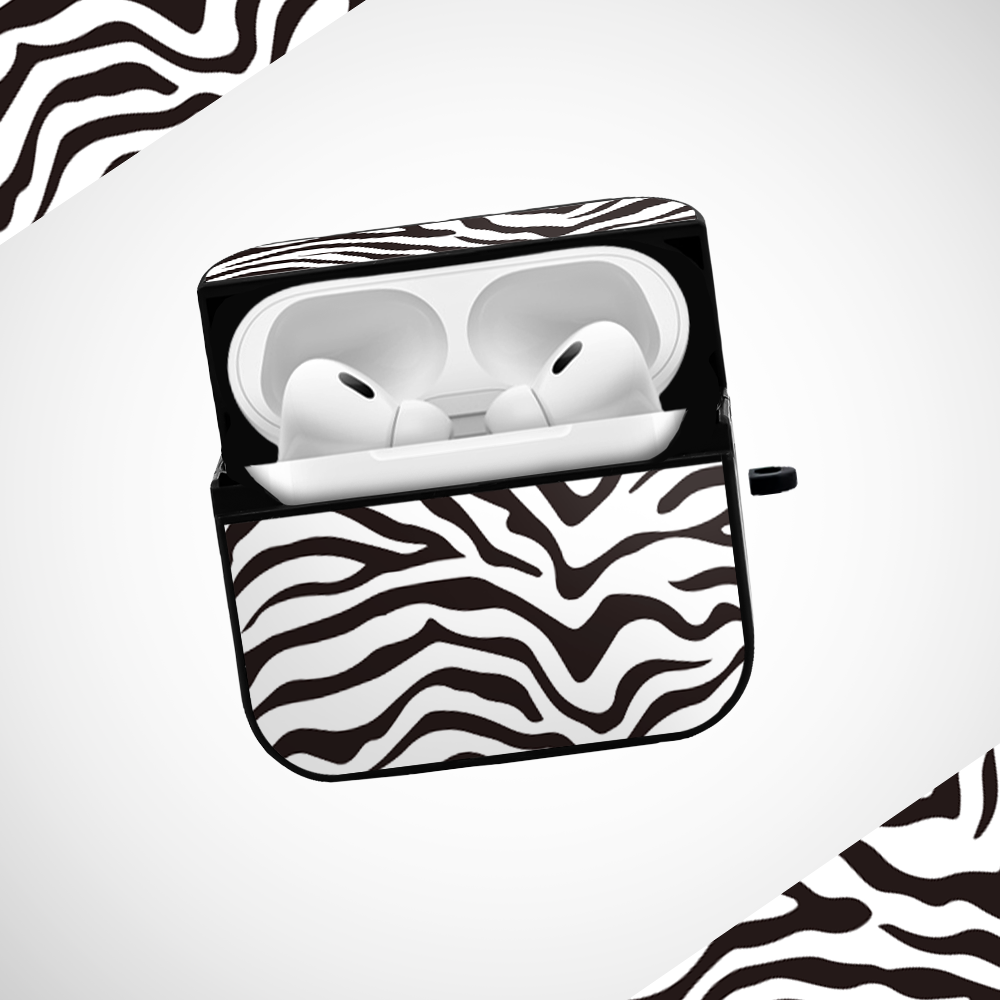 Zebra Print Glass Airpods Pro 2 Case Covers