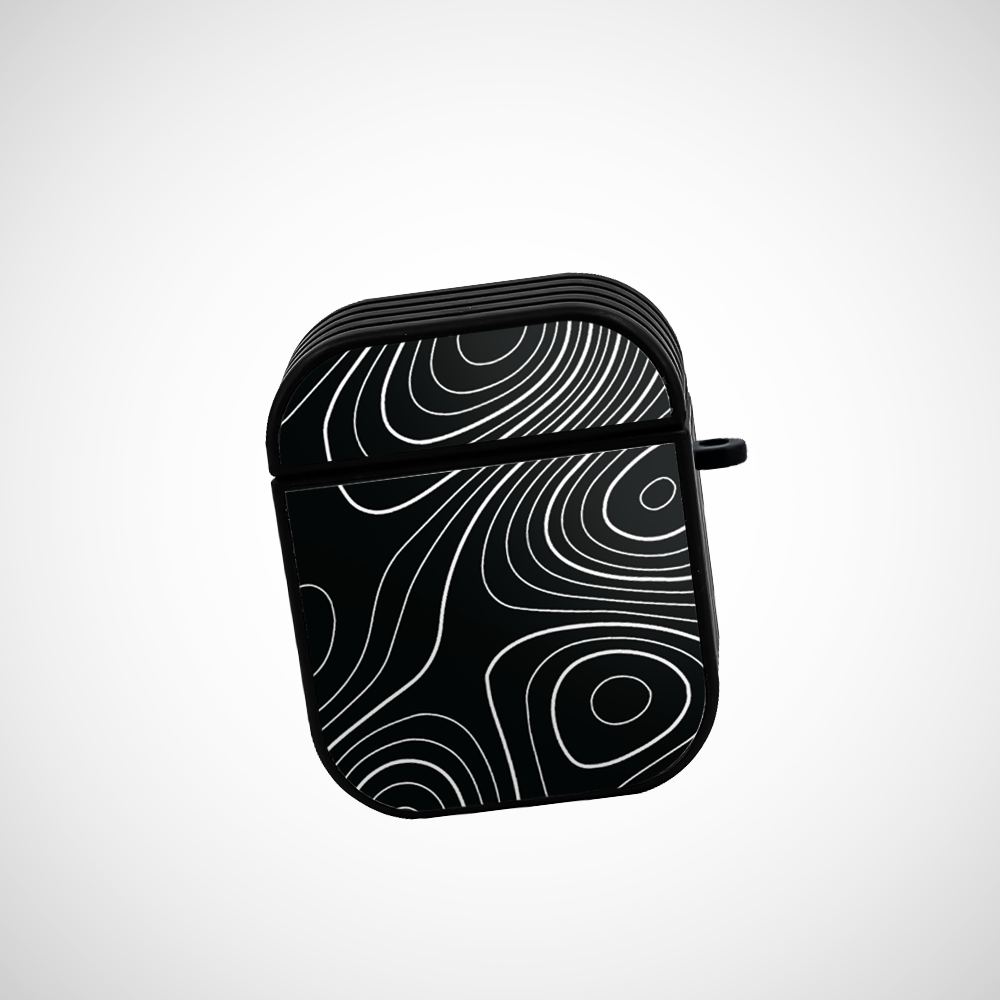 Black Topography Glass Airpods 1st Gen Case Covers