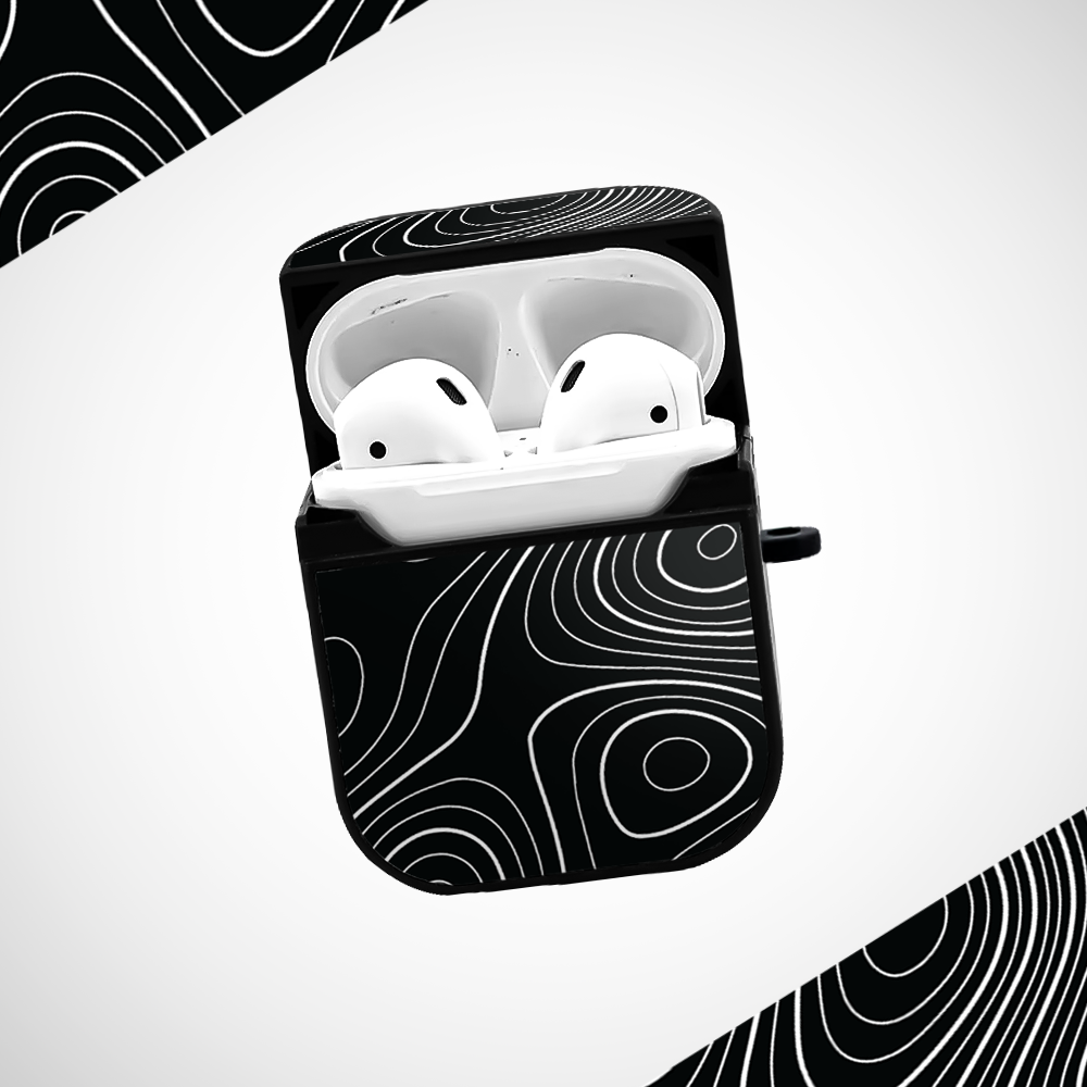 Black Topography Glass Airpods 1st Gen Case Covers