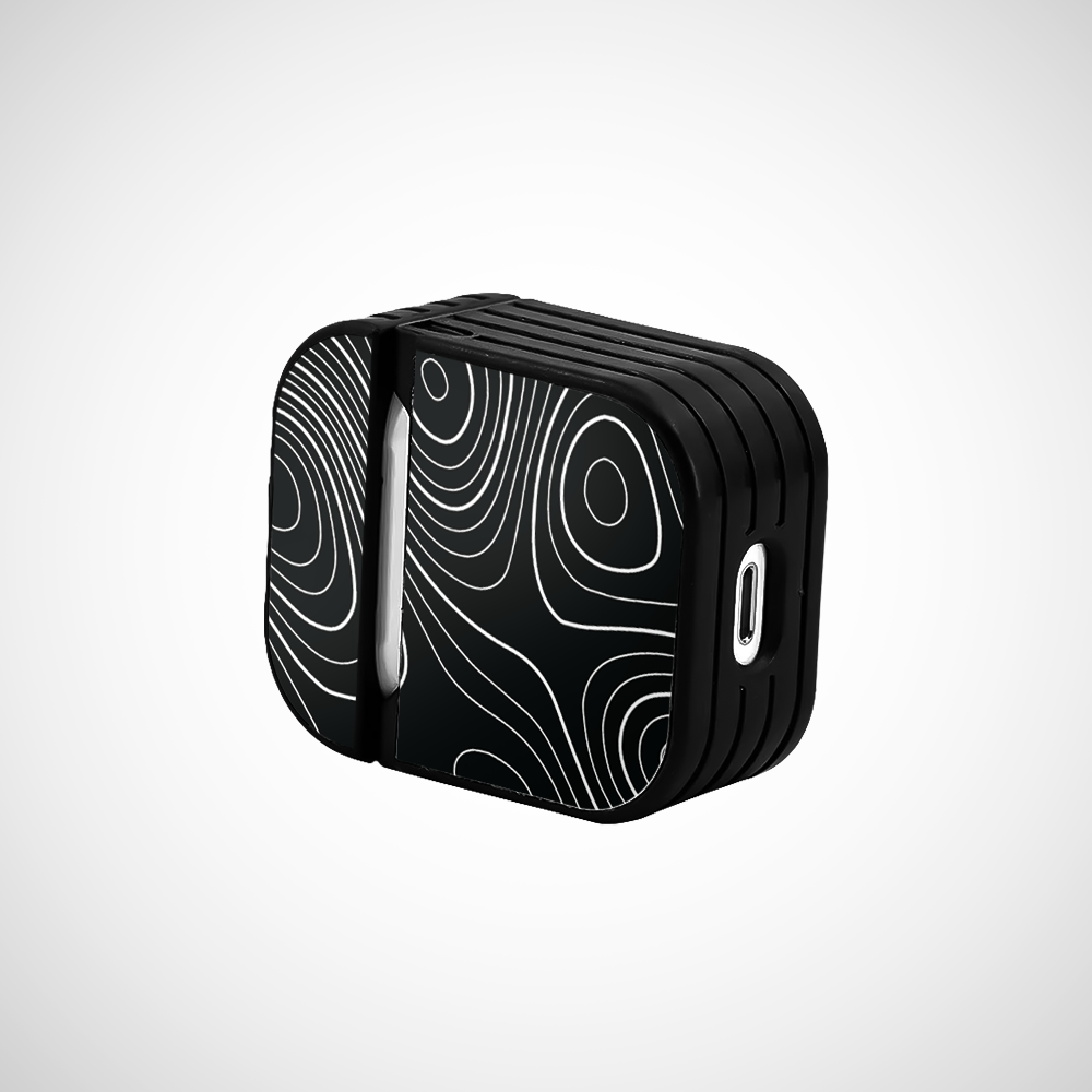 Black Topography Glass Airpods 1st Gen Case Covers