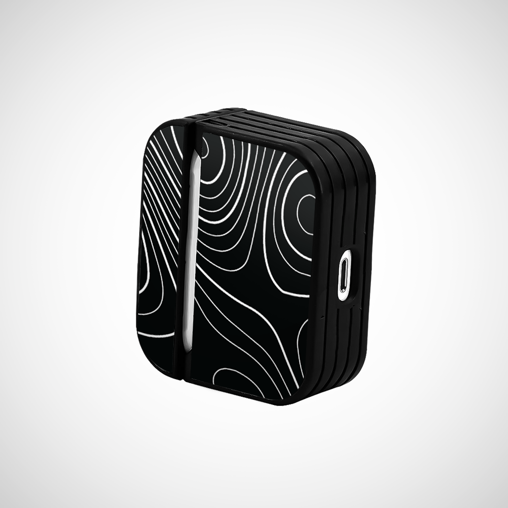 Black Topography Glass Airpods Pro Case Covers