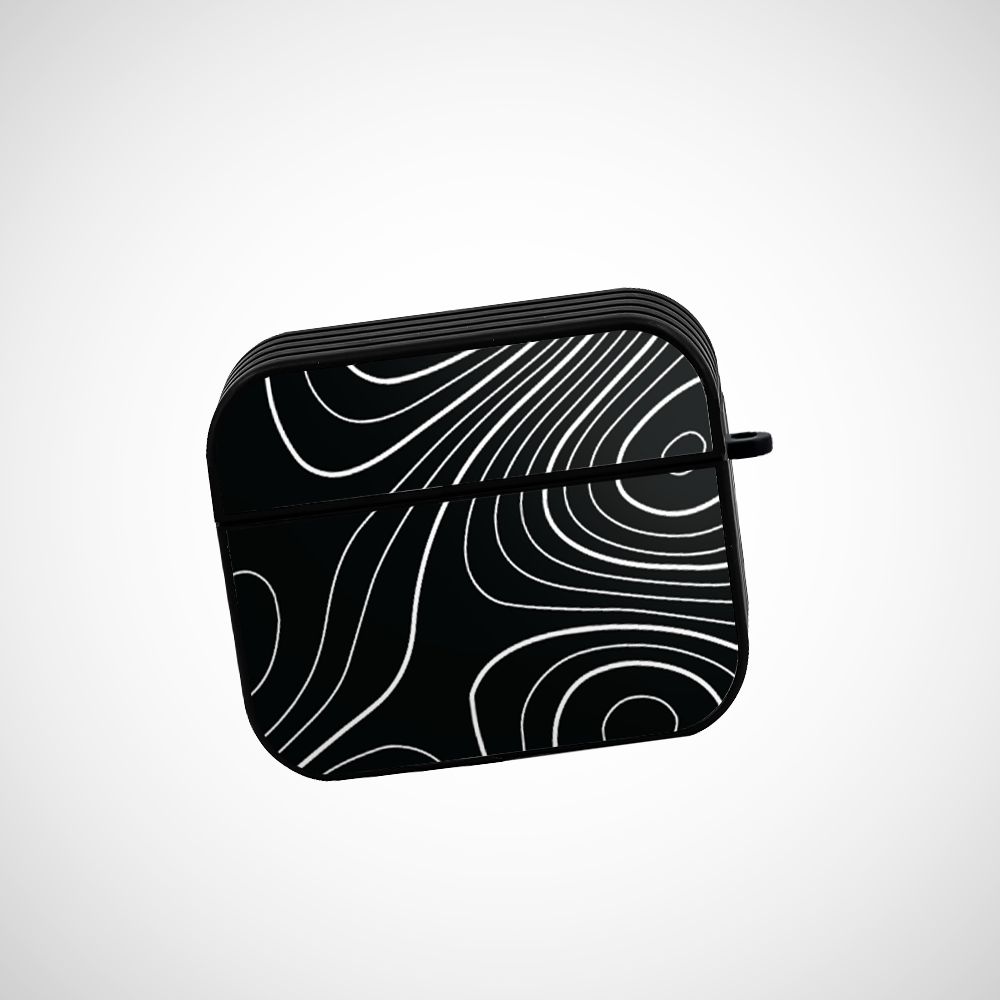 Black Topography Glass Airpods 3rd Gen Case Covers