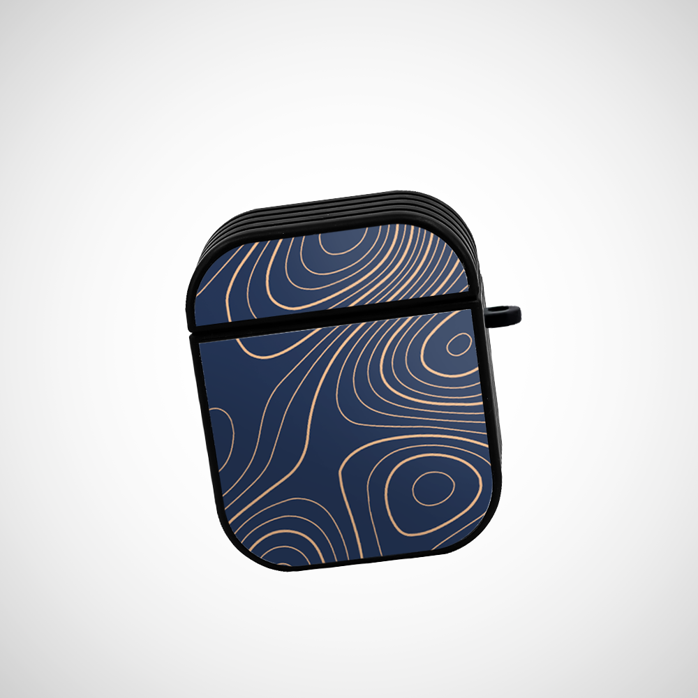 Navy blue Topography Glass Airpods 1st Gen Case Covers