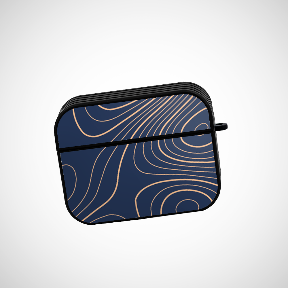 Navy blue Topography Glass Airpods Pro Case Covers