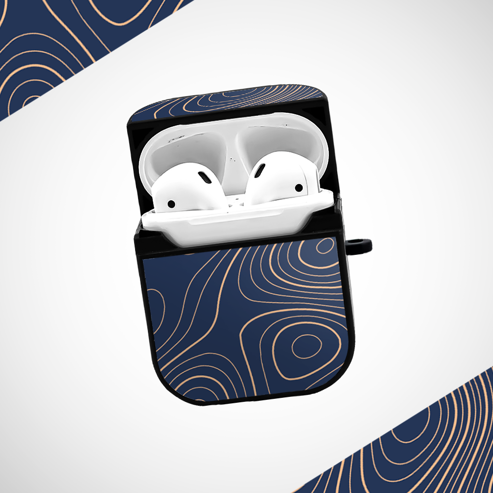 Navy blue Topography Glass Airpods 1st Gen Case Covers