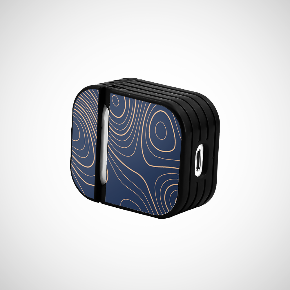 Navy blue Topography Glass Airpods 1st Gen Case Covers