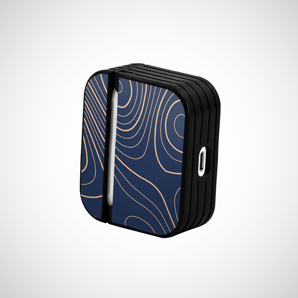 Navy blue Topography Glass Airpods Pro Case Covers