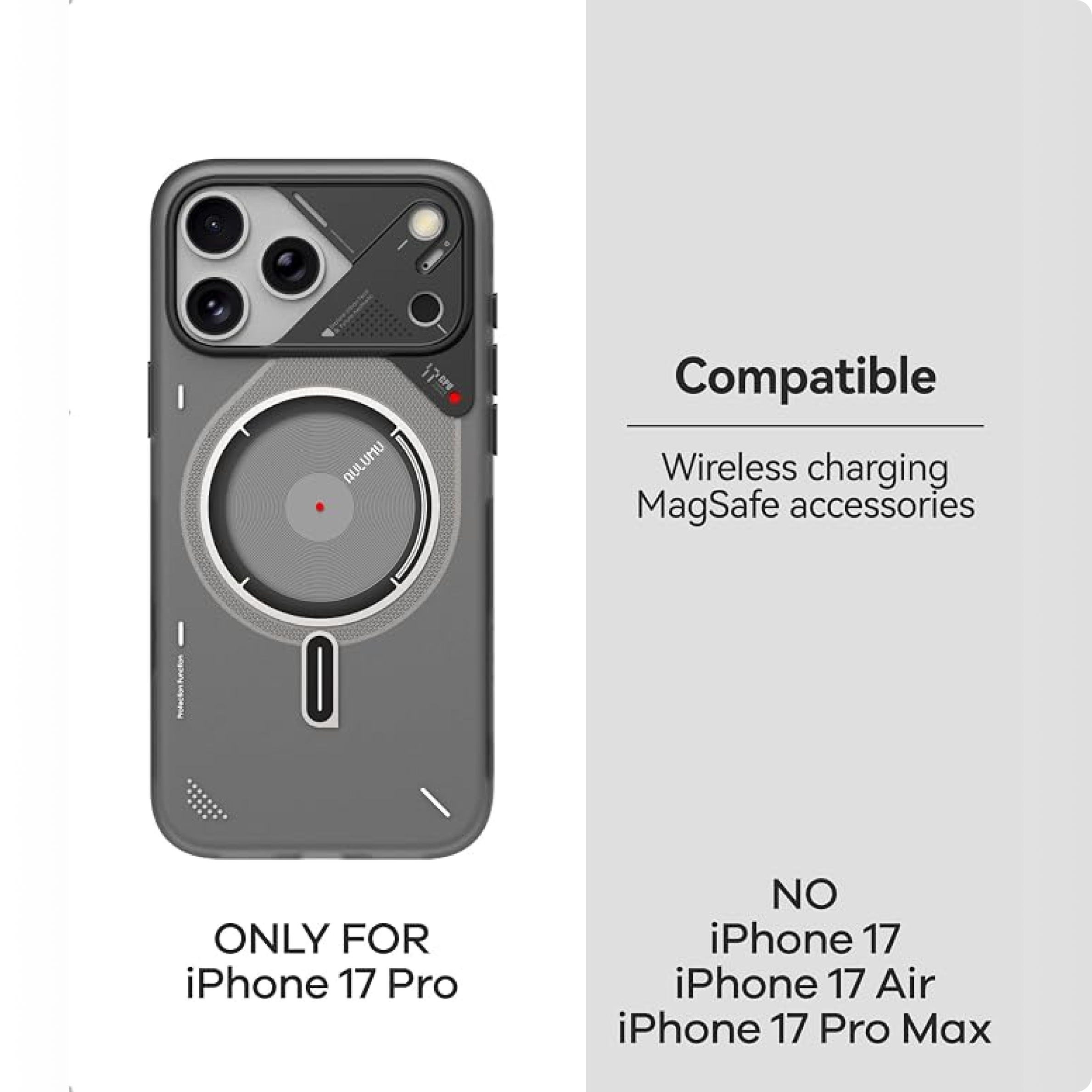 Aulumu A17 Frosted Case for iPhone 17 Pro | Subtle Glow-in-the-Dark | MagSafe