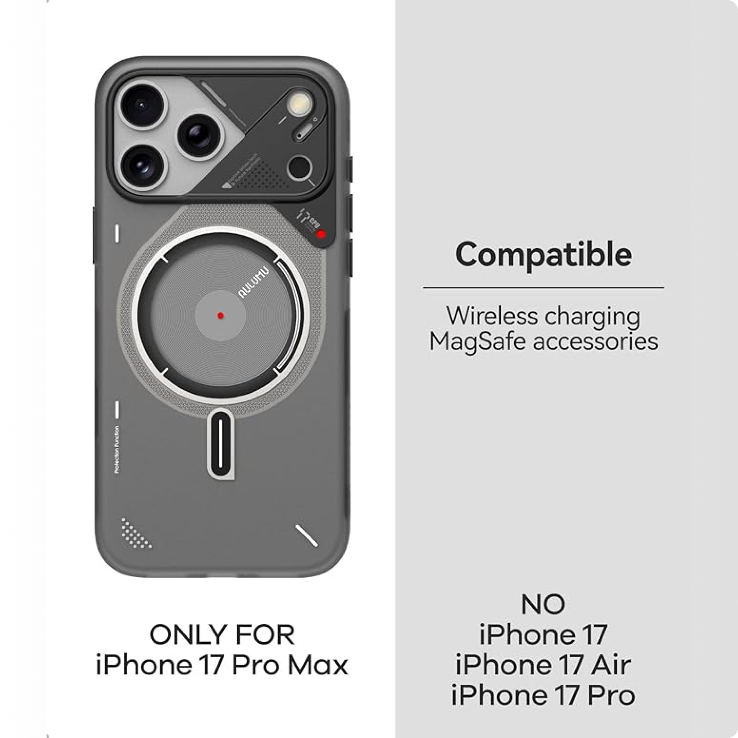 Aulumu A17 Frosted Case for iPhone 17 Pro Max | Subtle Glow-in-the-Dark | MagSafe