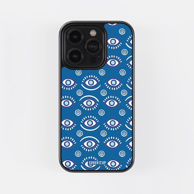 Evil Eye Pattern Blue Glass Case