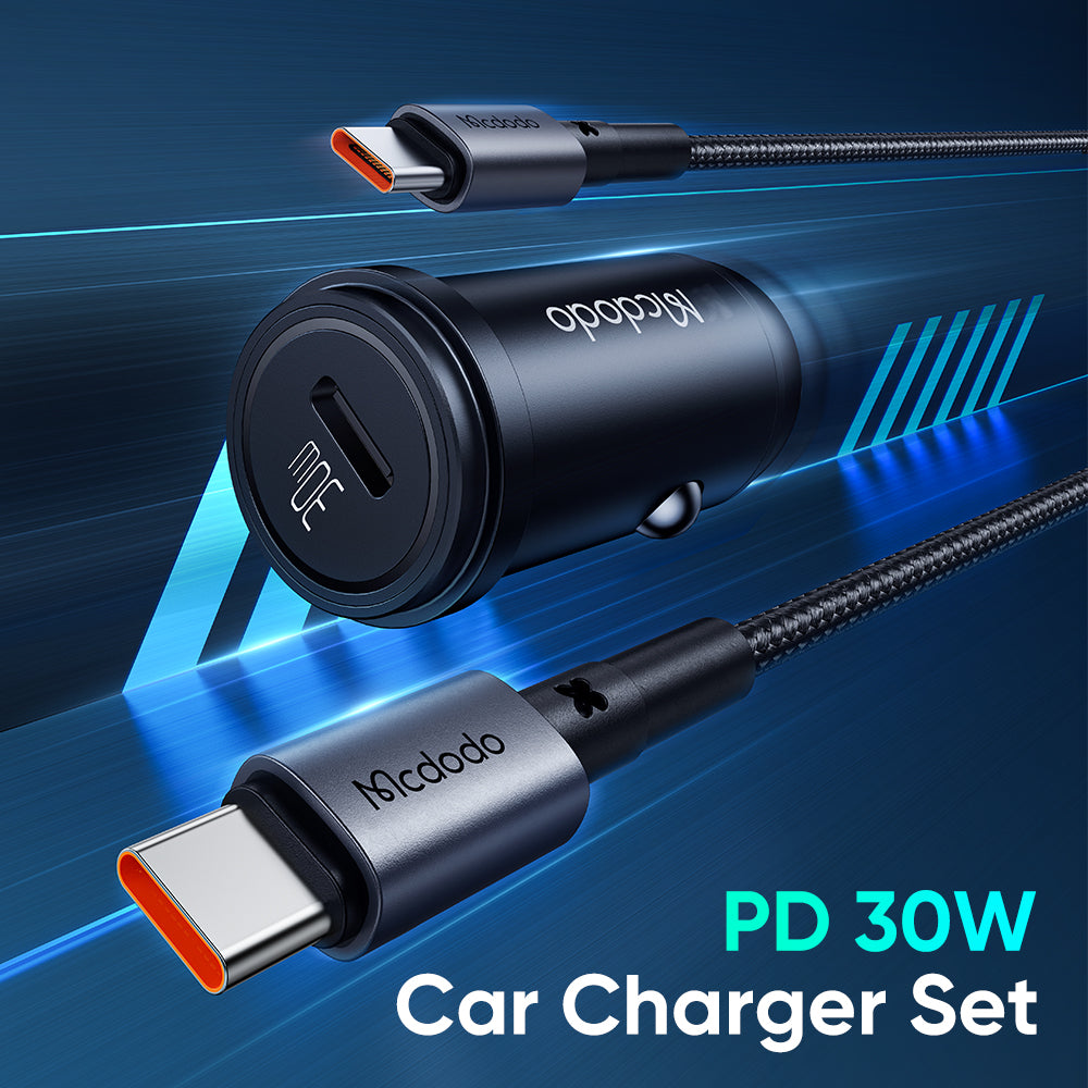 Mcdodo 30W 1C PD Fast Car Charger+ USB-C to USB-C Cable 1.2m