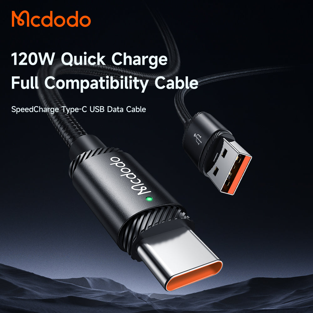 Mcdodo 120W USB-A to Type-C Data Cable with LED 1.5m