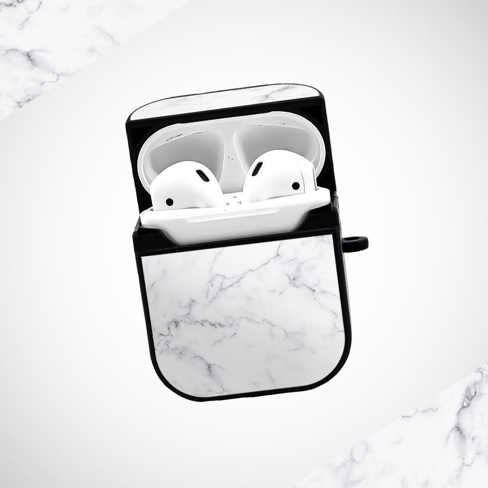 White Marble Glass Airpods 1st Gen Case Covers