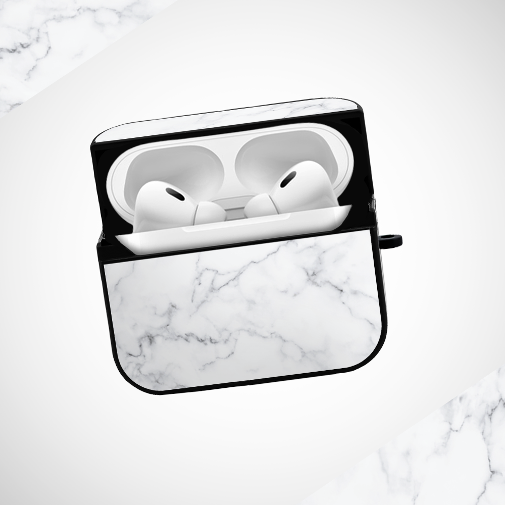 White Marble Glass Airpods Pro Case Covers