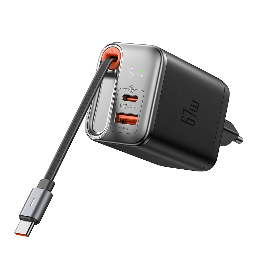 Mcdodo GaN Charger with Built-in Retractable Cable(EU Plug)