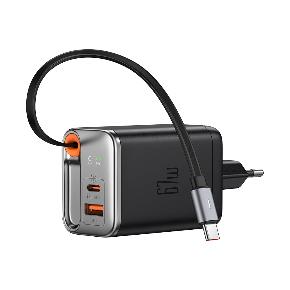 Mcdodo GaN Charger with Built-in Retractable Cable(EU Plug)