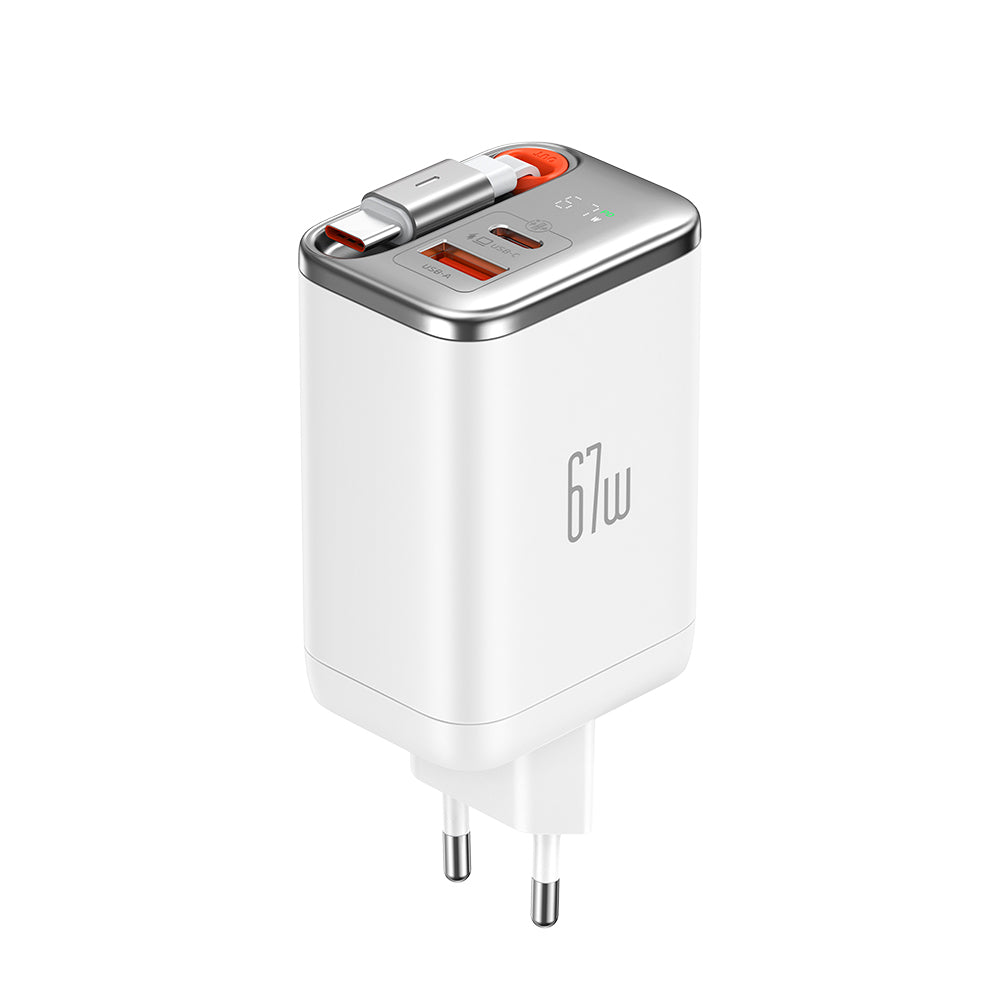 Mcdodo GaN Charger with Built-in Retractable Cable(EU Plug)