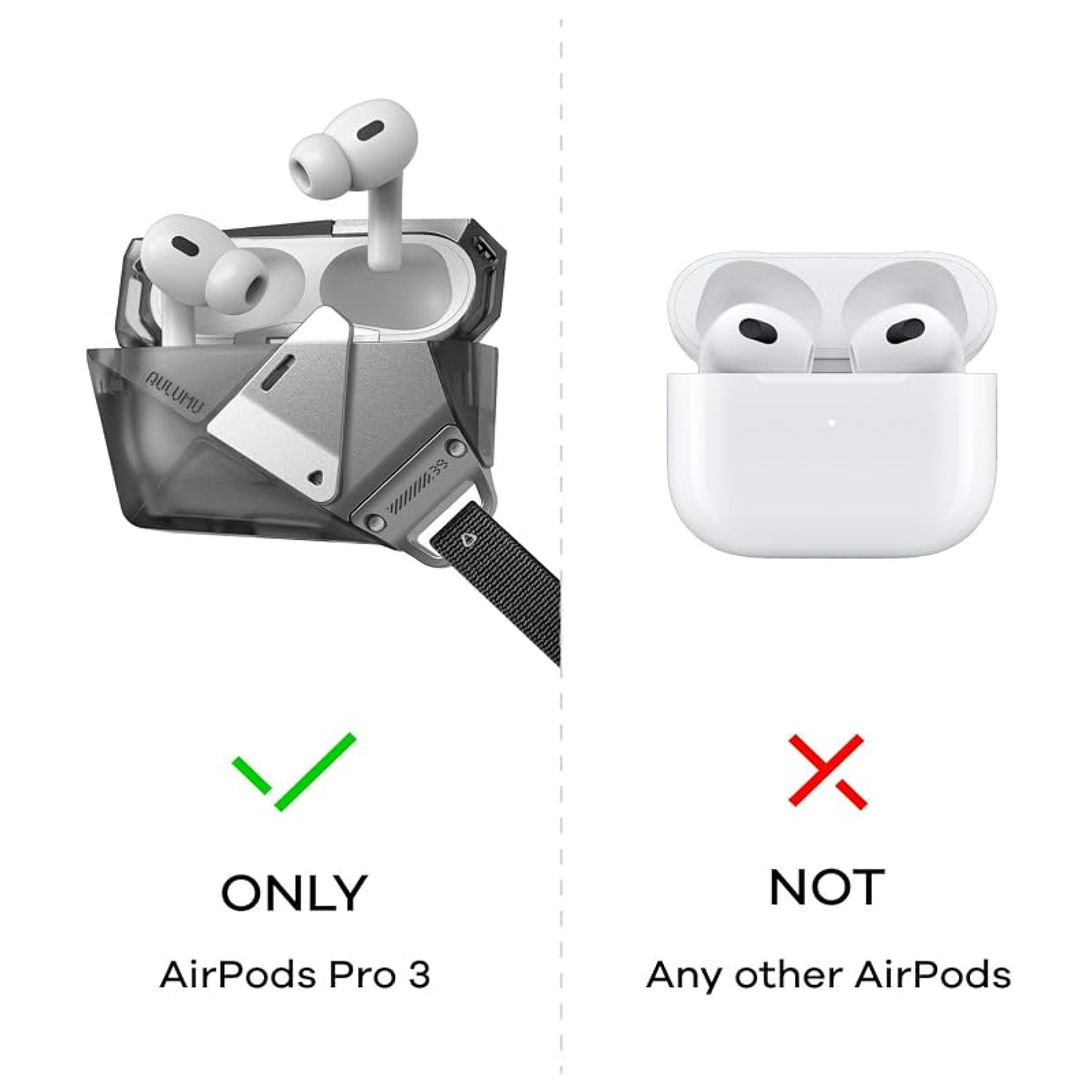 Aulumu A39 Geometric Case for AirPods Pro 3 | Lock & Lanyard
