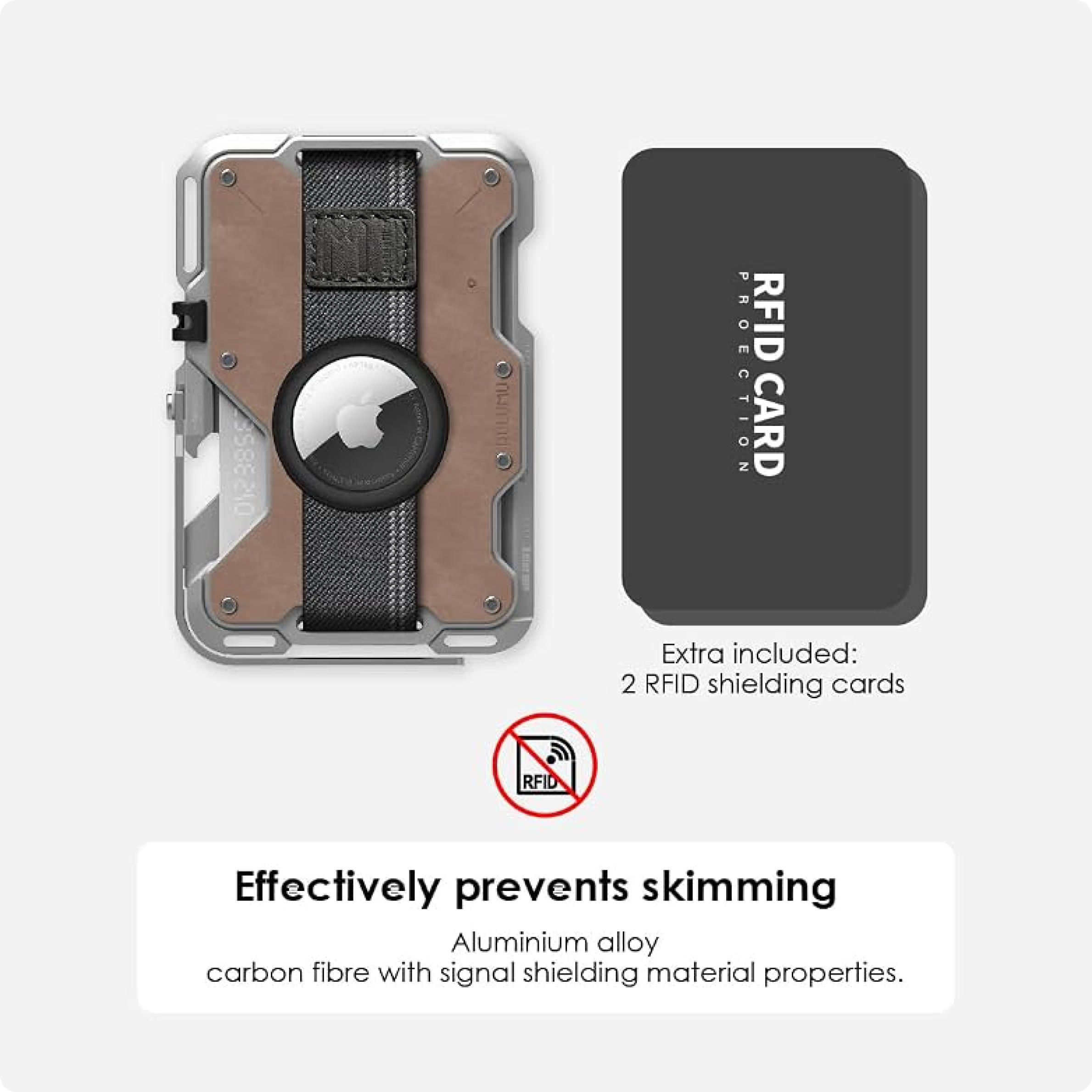 Aulumu G03 Multi-Tool Magnetic Metal Wallet | Genuine Leather Cover | MagSafe