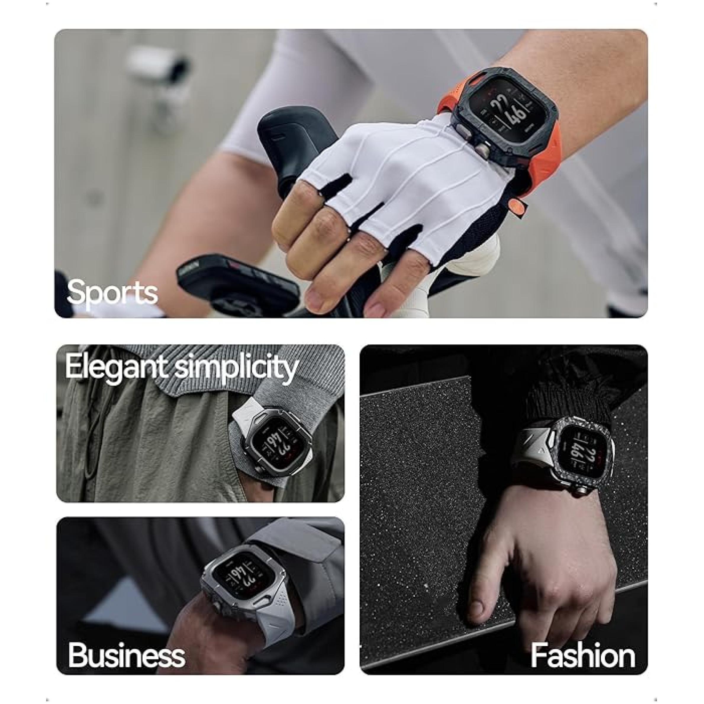 Aulumu A01 Case with Band for Apple Watch Ultra 1/2/3 | Carbon Fiber Cover | FKM Band