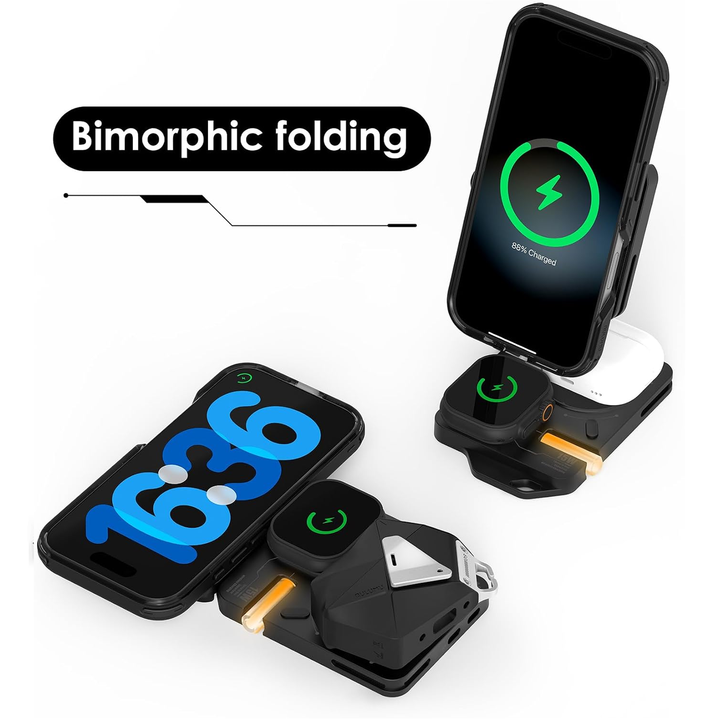 Aulumu M01 4-in-1 Folding Wireless Charging Station & Pad | Magnetic