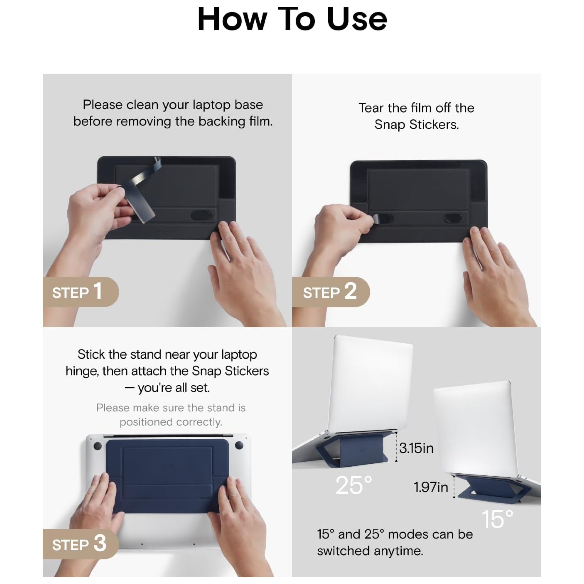 MOFT Adhesive  Airflow Laptop Stand with Open Design for Heat Dissipation, Compatible with Most Laptops up to 16 inch