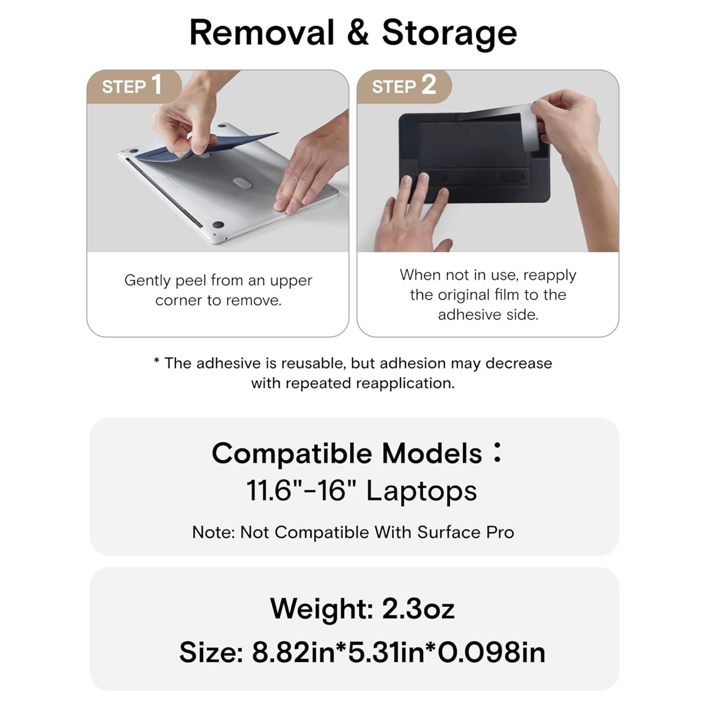MOFT Adhesive  Airflow Laptop Stand with Open Design for Heat Dissipation, Compatible with Most Laptops up to 16 inch