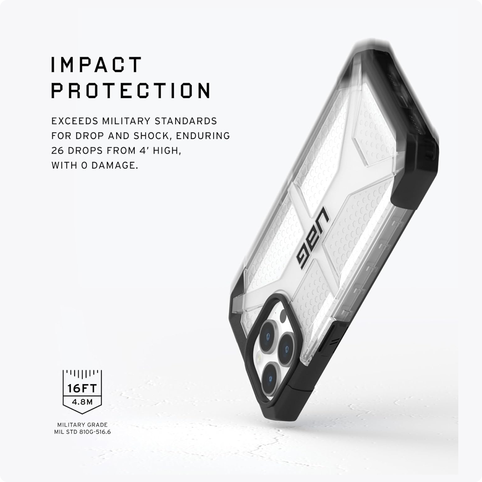 UAG Urban Armor Gear URBAN ARMOR GEAR UAG Case Compatible with iPhone 15 Pro Max Case 6.7" Plasma Ice Rugged Transparent Clear Military Grade Drop Tested Protective Cover