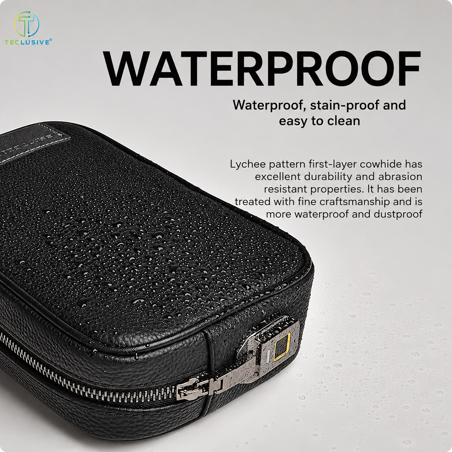 WiWU Fingerprint Lock Leather Clutch Bag, Travel Organizer D1