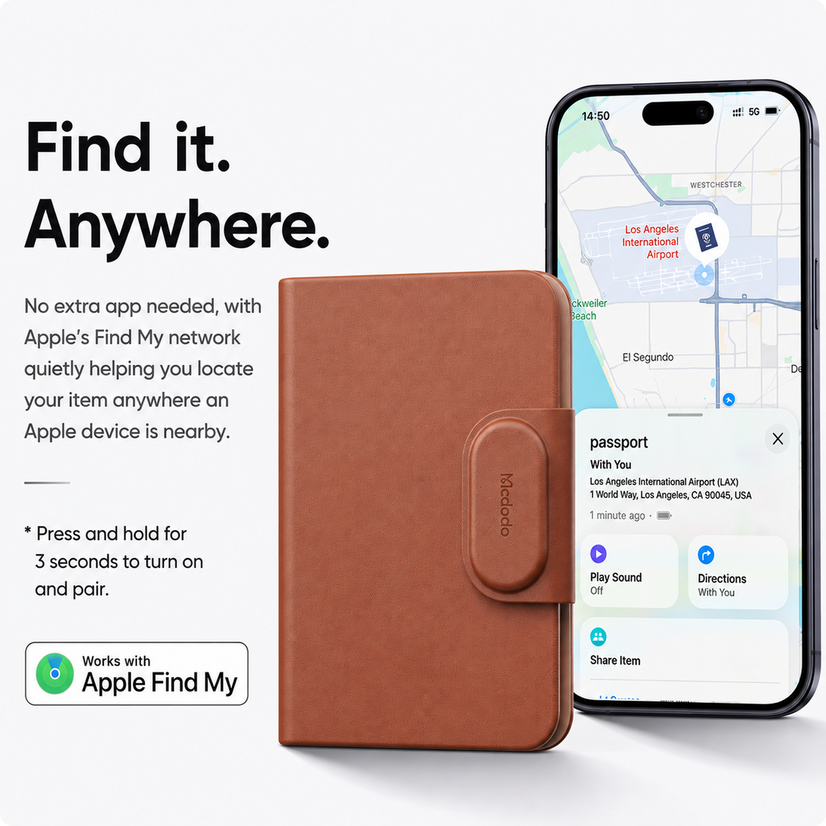 Mcdodo Napa Pro Find My Passport Holder