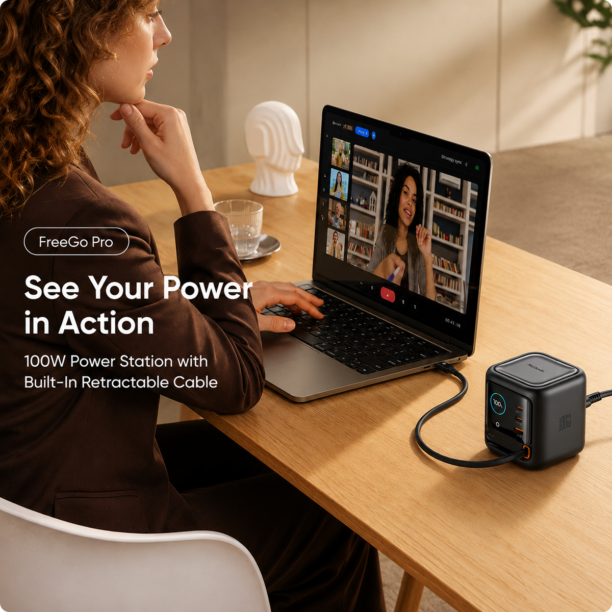 Mcdodo 100W Power Station with Built-in Retractable Cable