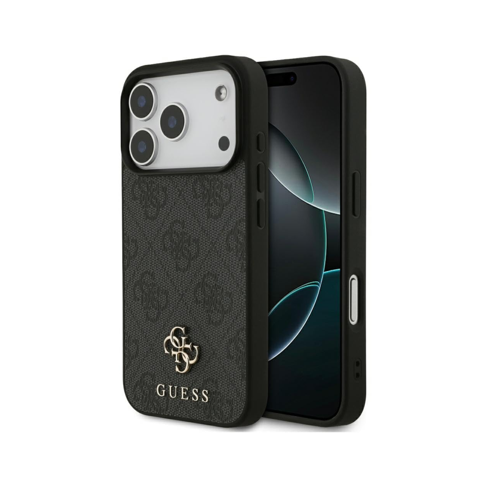 CG MOBILE Guess [Official Licensed] Protective Case Designed for iPhone 17 Pro |Magnetic Compatible|4G Pu Leather Case with Small 4G & Classic Metal Logos -Black