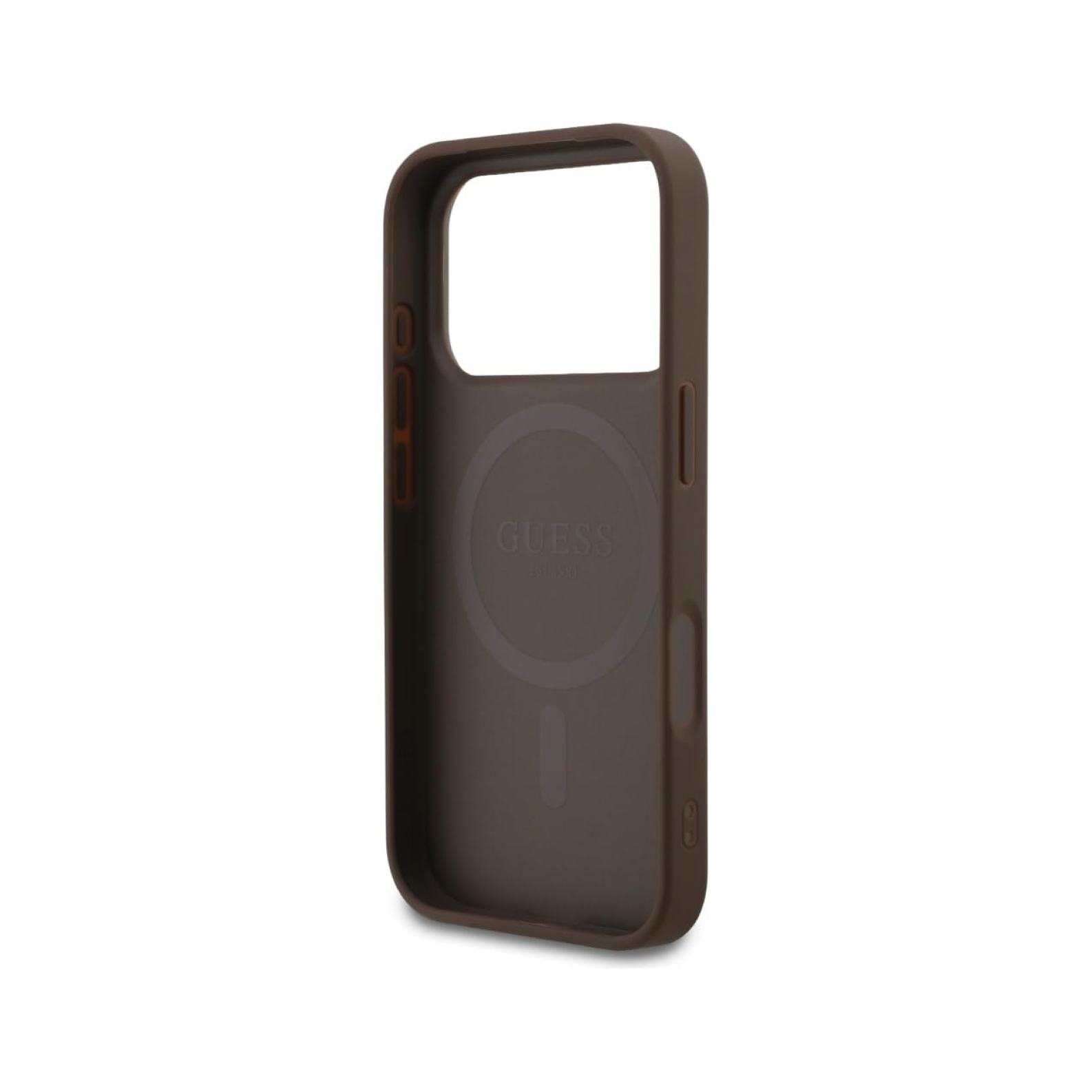 CG MOBILE Guess [Official Licensed] Protective Case Designed for iPhone 17 Pro |Magnetic Compatible|4G Pu Leather Case with Small 4G & Classic Metal Logos -Brown