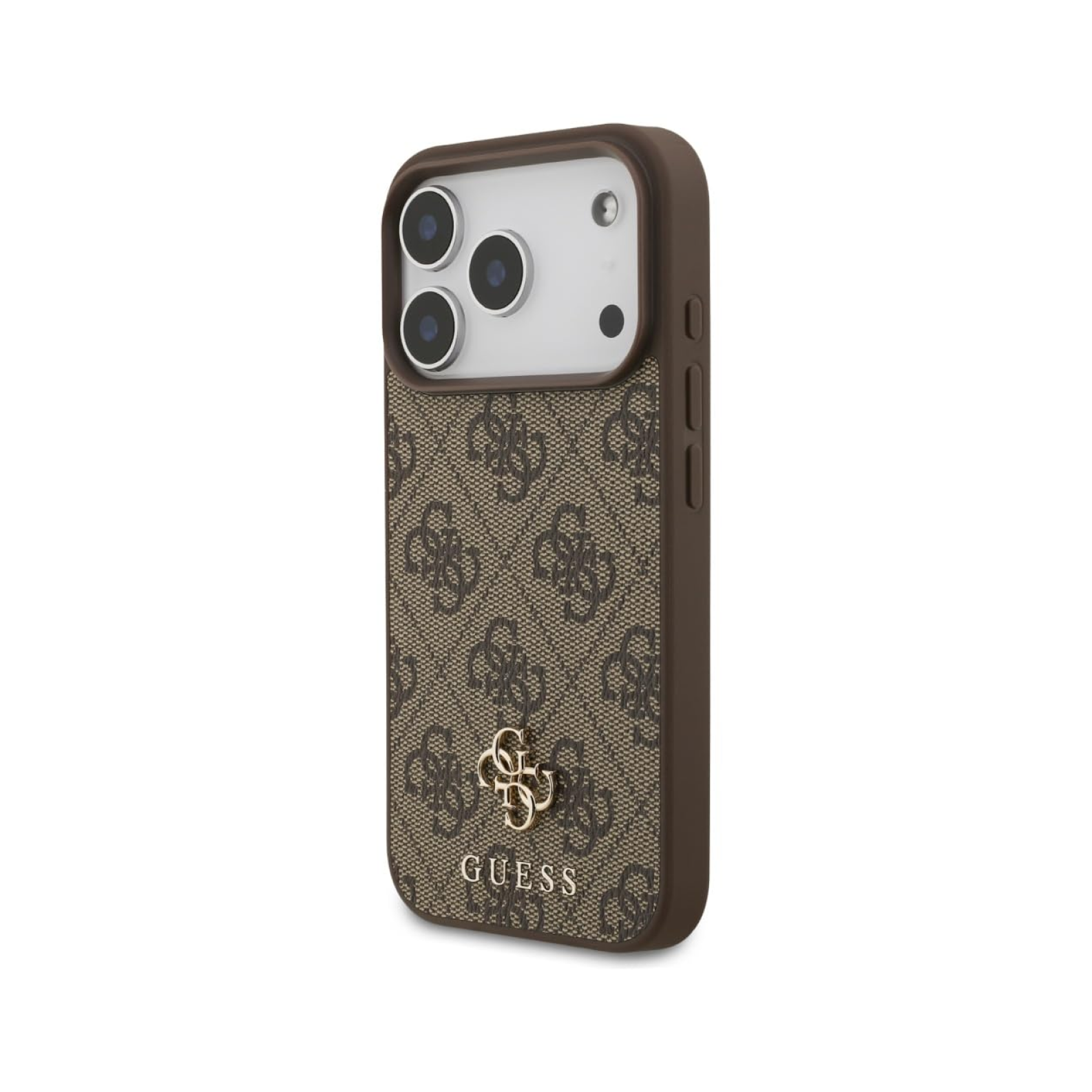 CG MOBILE Guess [Official Licensed] Protective Case Designed for iPhone 17 Pro |Magnetic Compatible|4G Pu Leather Case with Small 4G & Classic Metal Logos -Brown