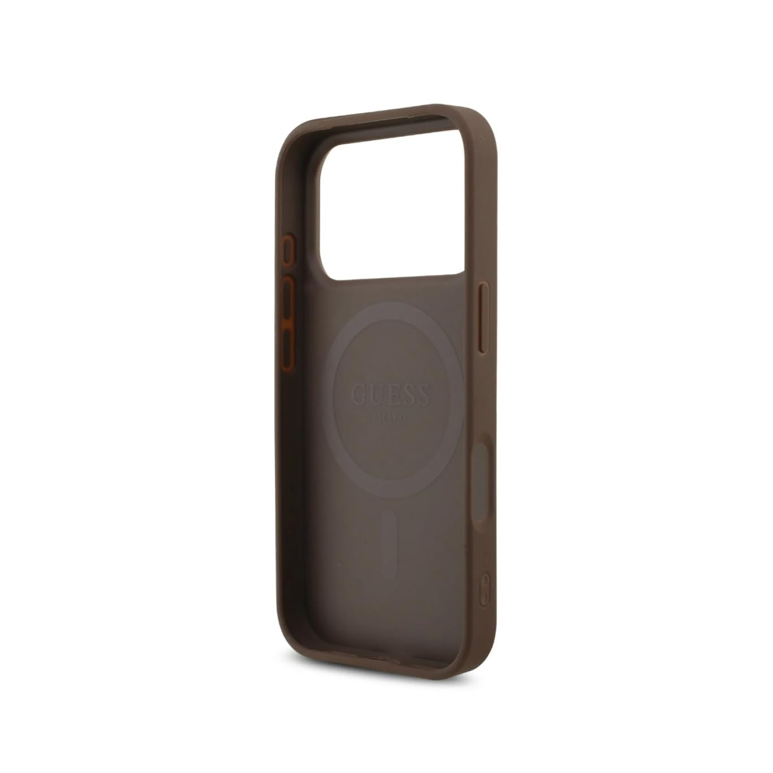CG MOBILE Guess [Official Licensed] Protective Case Designed for iPhone 17 Pro |Magnetic Compatible|4G Pu Leather Case with Strap & Triangle Logo -Brown