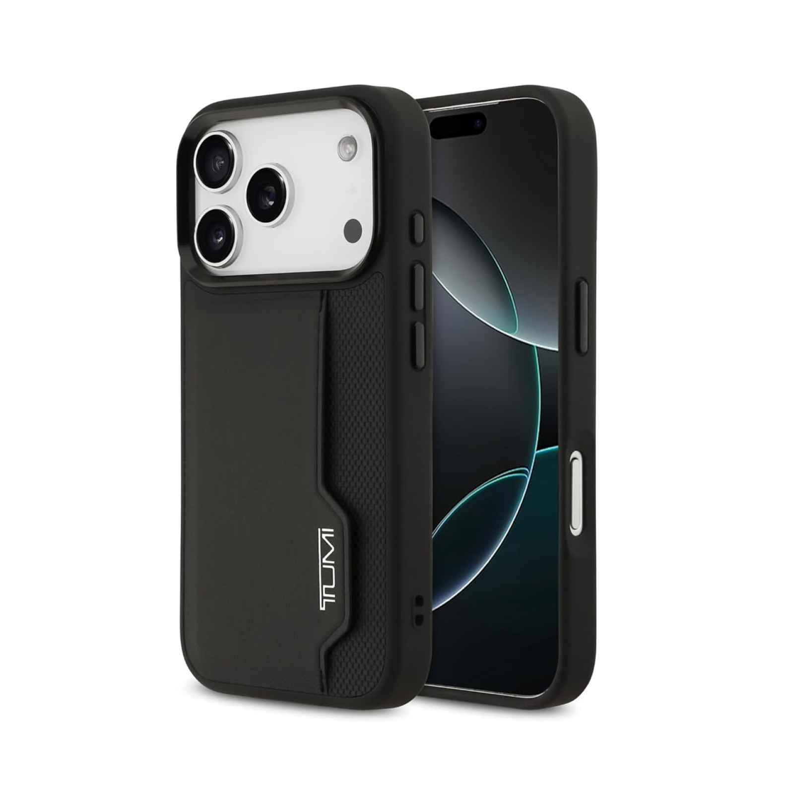 CG MOBILE TUMI [Official Licensed] Protective Case Designed for iPhone 17 Pro Max |Perforated Leather Hard Case with Vertical Card Slot -Black