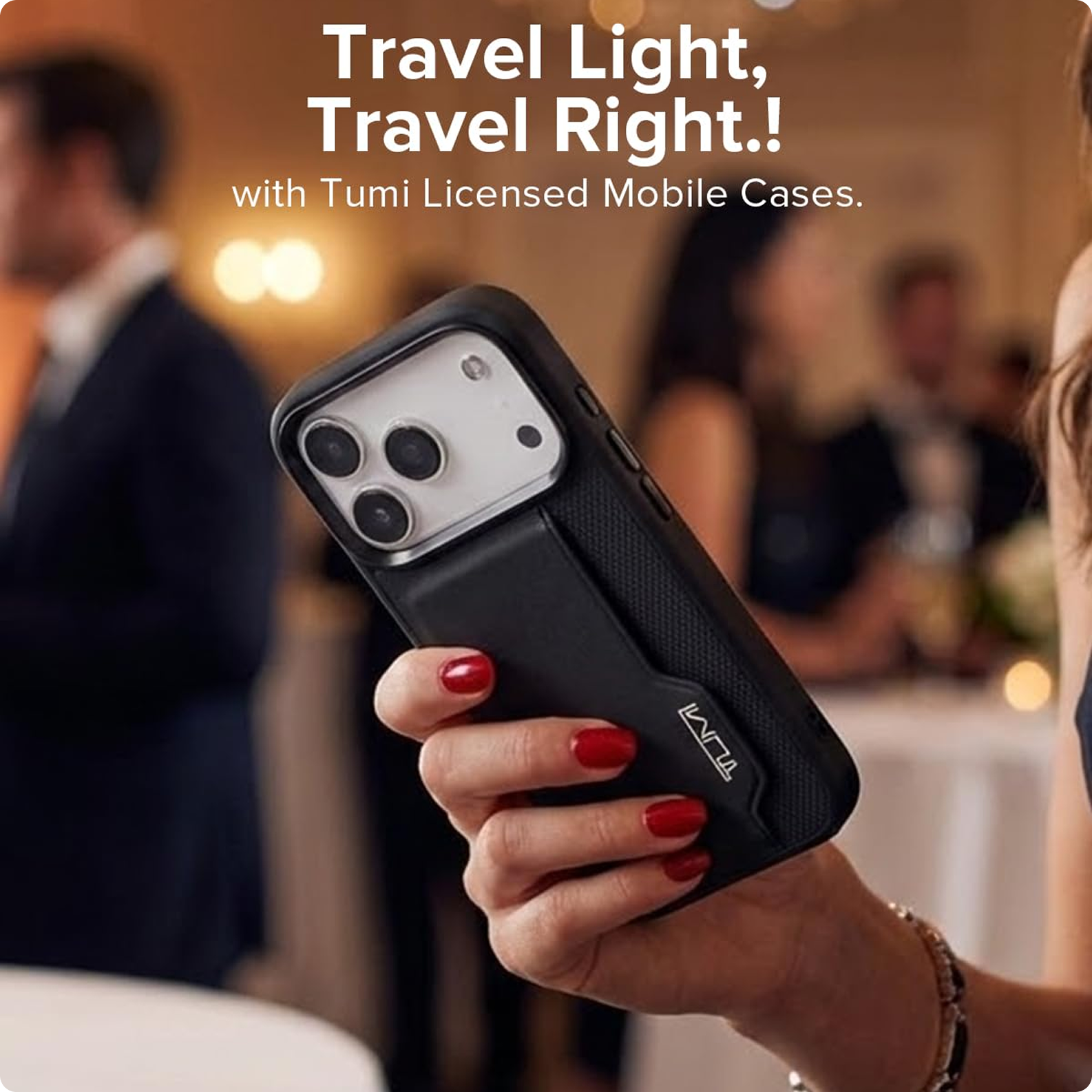 CG MOBILE TUMI [Official Licensed] Protective Case Designed for iPhone 17 Pro |Perforated Leather Hard Case with Vertical Card Slot -Black