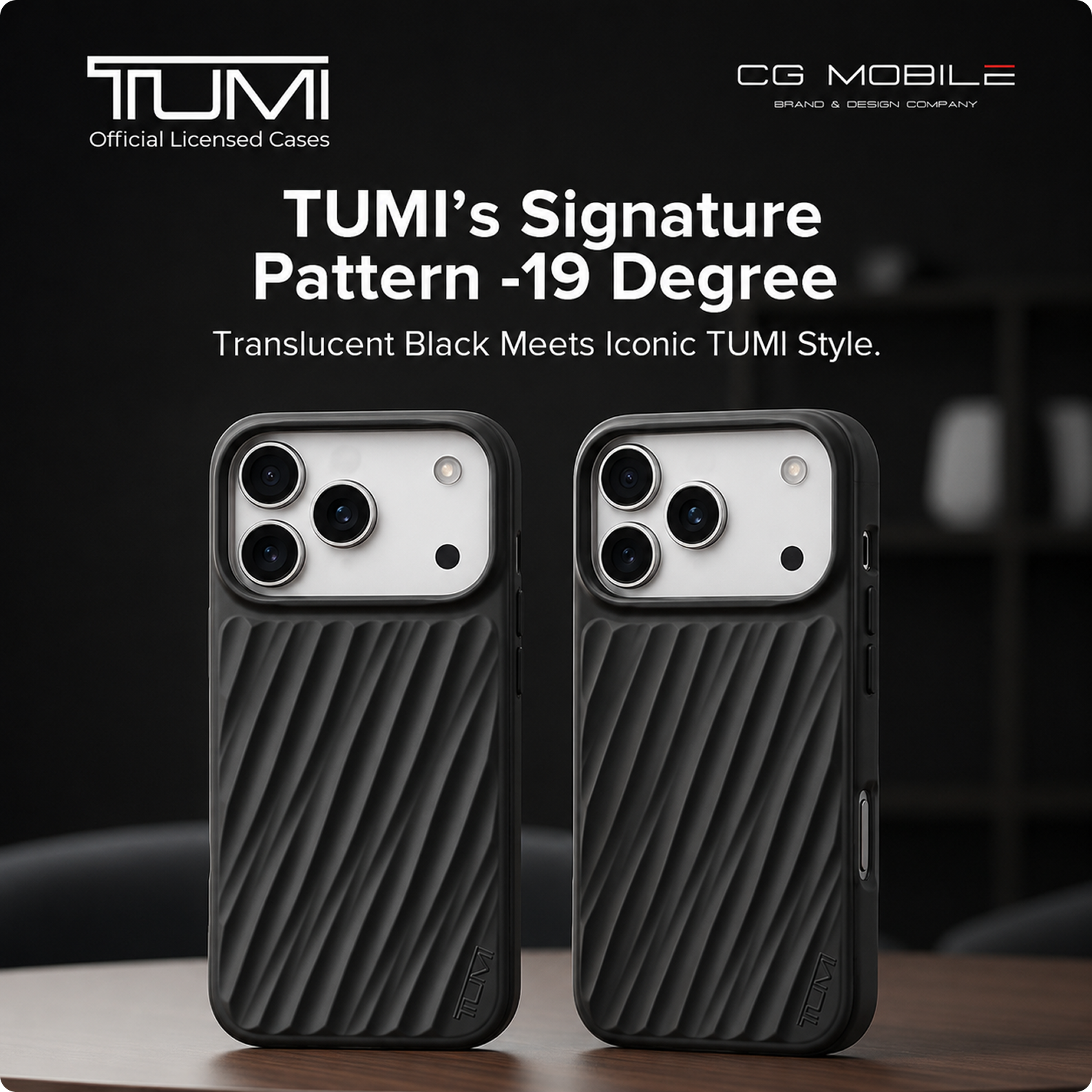CG MOBILE TUMI [Official Licensed] Protective Case Designed for iPhone 17 Pro | Magnetic Compatible | Transparent Pc/TPU 19 Degree Case -Matte Black