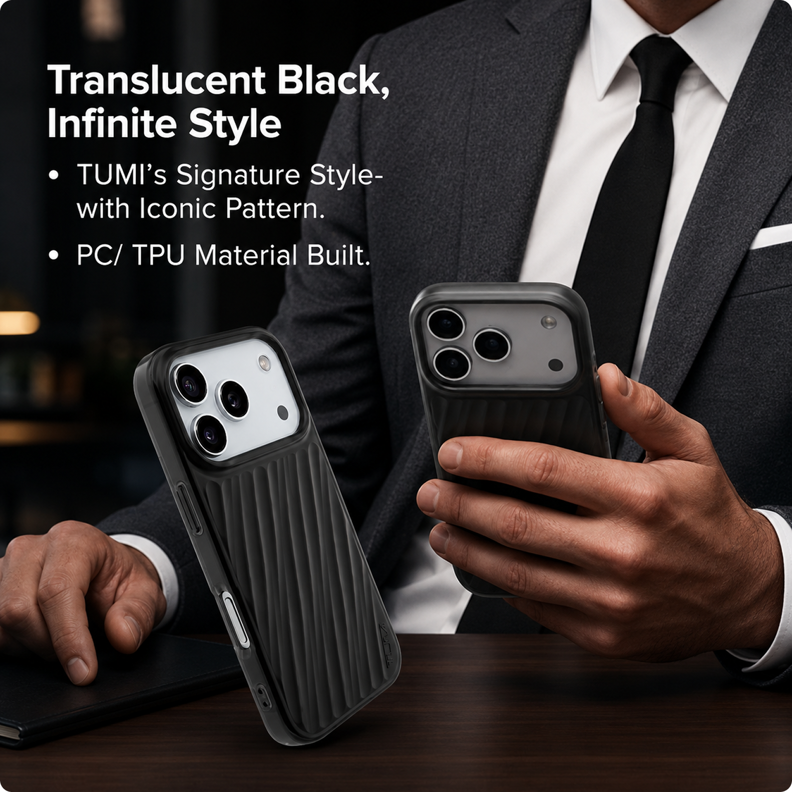 CG MOBILE TUMI [Official Licensed] Protective Case Designed for iPhone 17 Pro | Magnetic Compatible | Transparent Pc/TPU 19 Degree Case -Matte Black