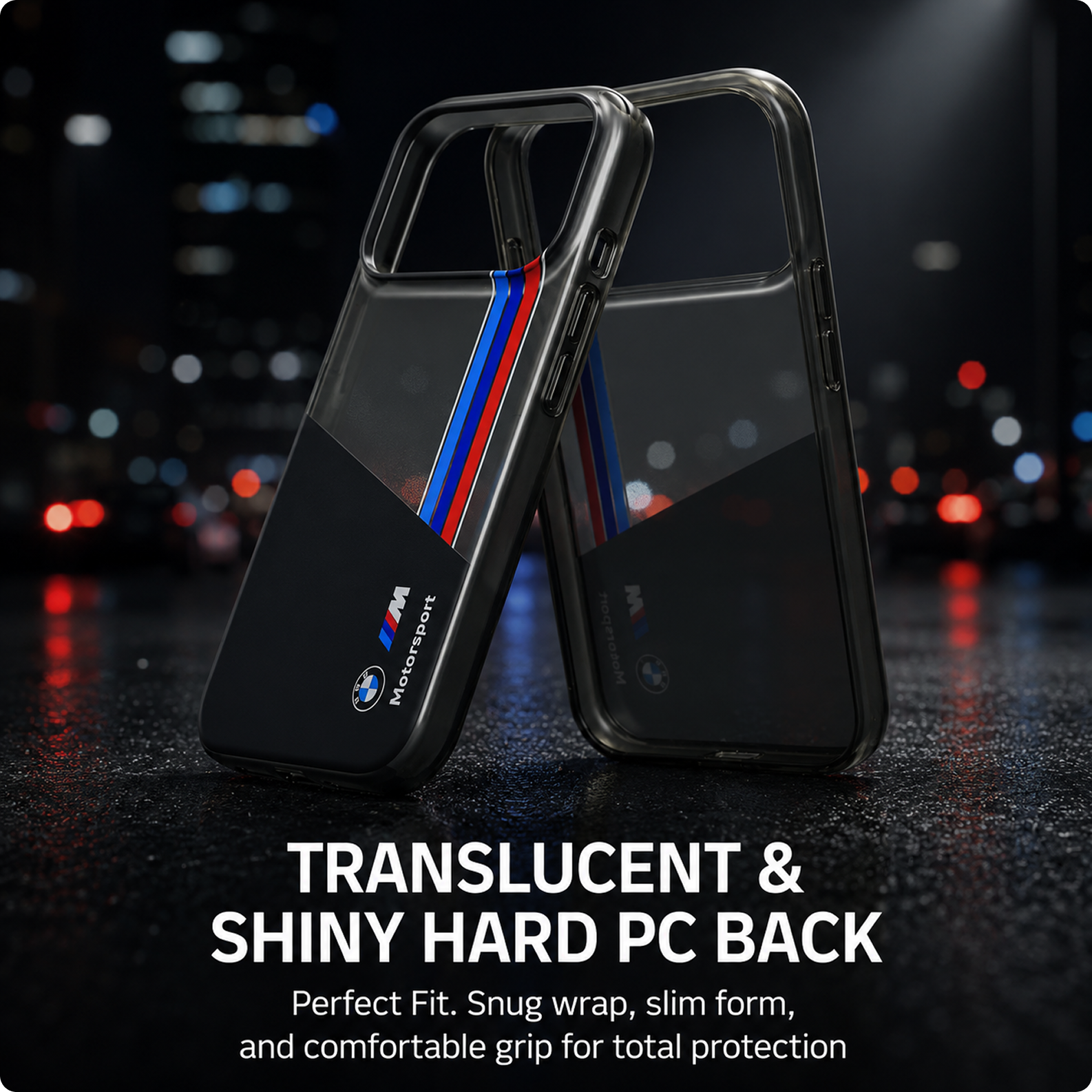 CG MOBILE BMW [Official Licensed] Protective Case Designed for iPhone 17 Pro |Motorsport Collection|IML Printed Case with Vertical Stripes - Black