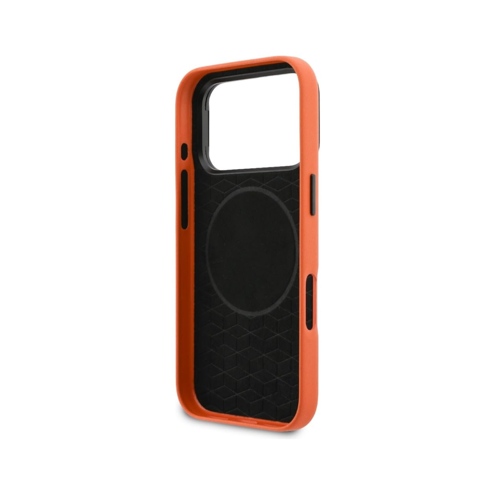 CG MOBILE BMW [Official Licensed] Protective Case Designed for iPhone 17 Pro |Magnetic Compatible| M Collection |Full Wrapped Pu Leather Case Metal Camera Ring & Buttons with Metal Logos - Orange
