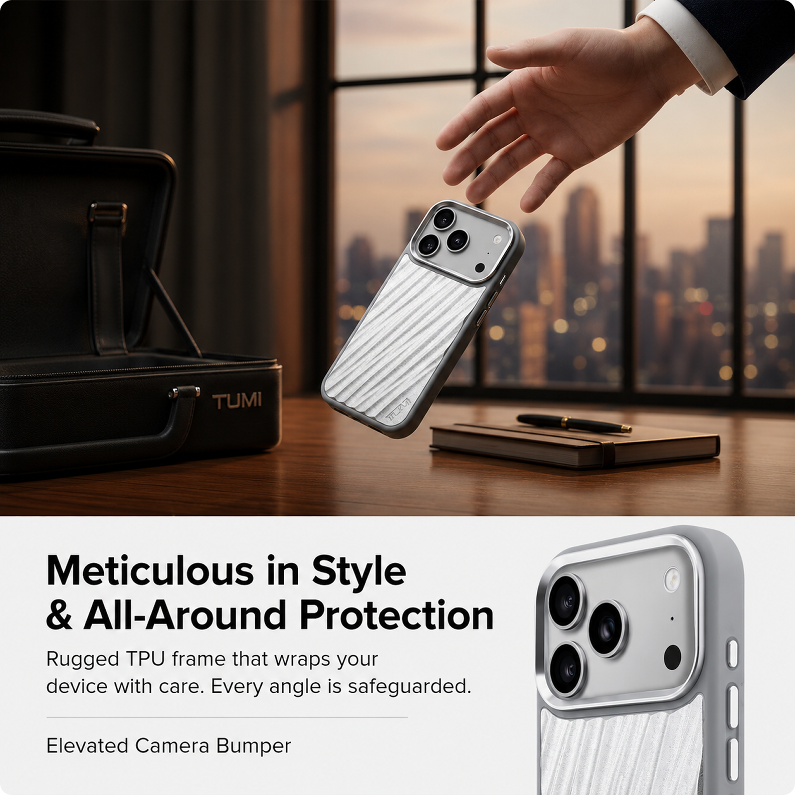 CG MOBILE TUMI [Official Licensed] Protective Case Designed for iPhone 17 Pro (2025) | HC Aluminum 19 Degree Case - Silver