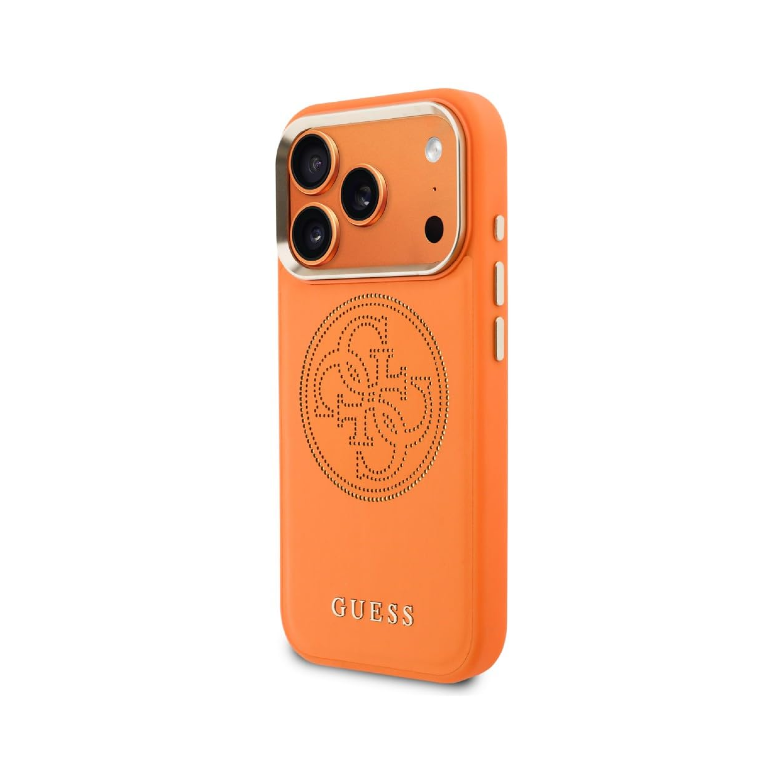 CG MOBILE Guess [Official Licensed] Protective Case Designed for iPhone 17 Pro | Magnetic Compatible | 4G PU Leather with Perforated Case - Orange