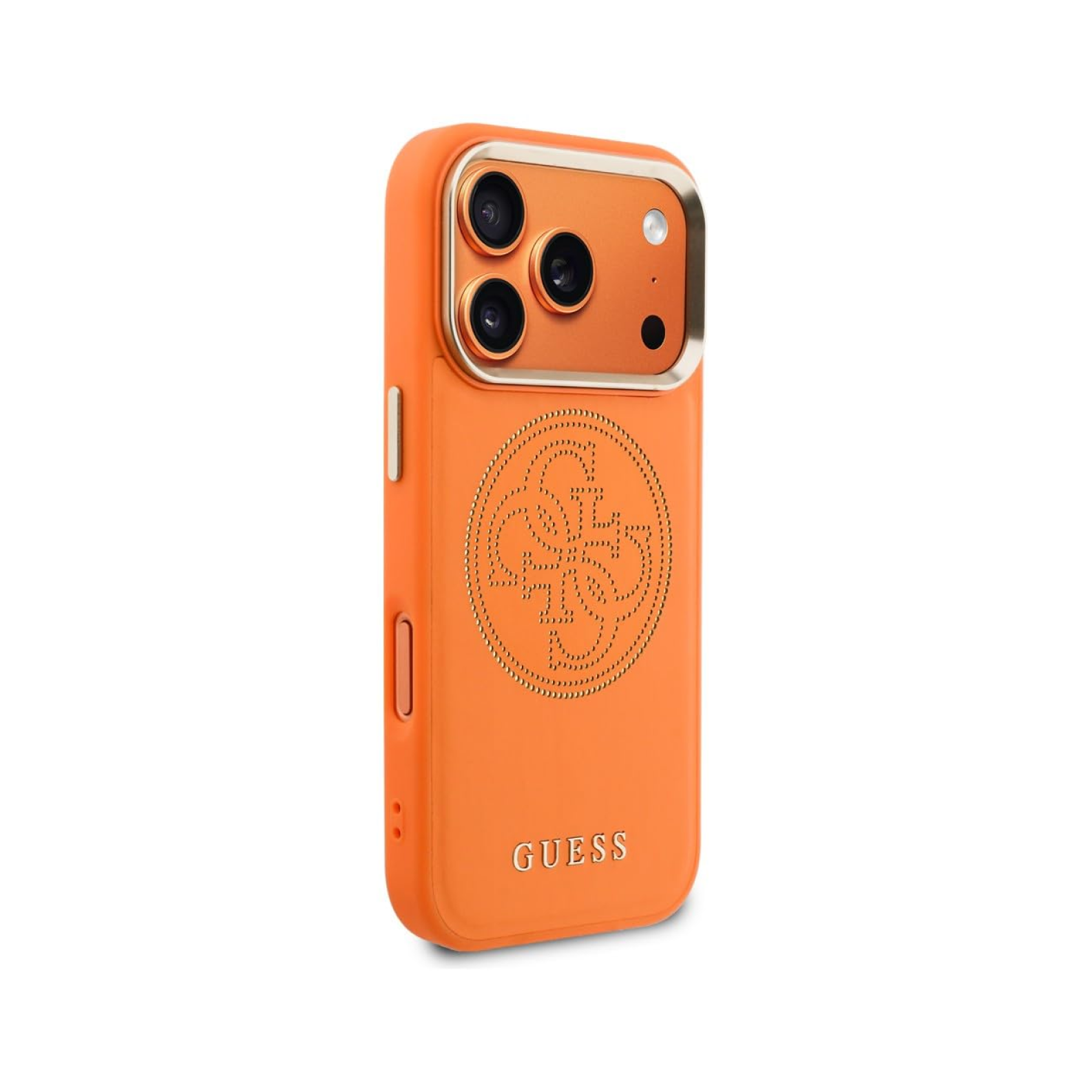 CG MOBILE Guess [Official Licensed] Protective Case Designed for iPhone 17 Pro | Magnetic Compatible | 4G PU Leather with Perforated Case - Orange
