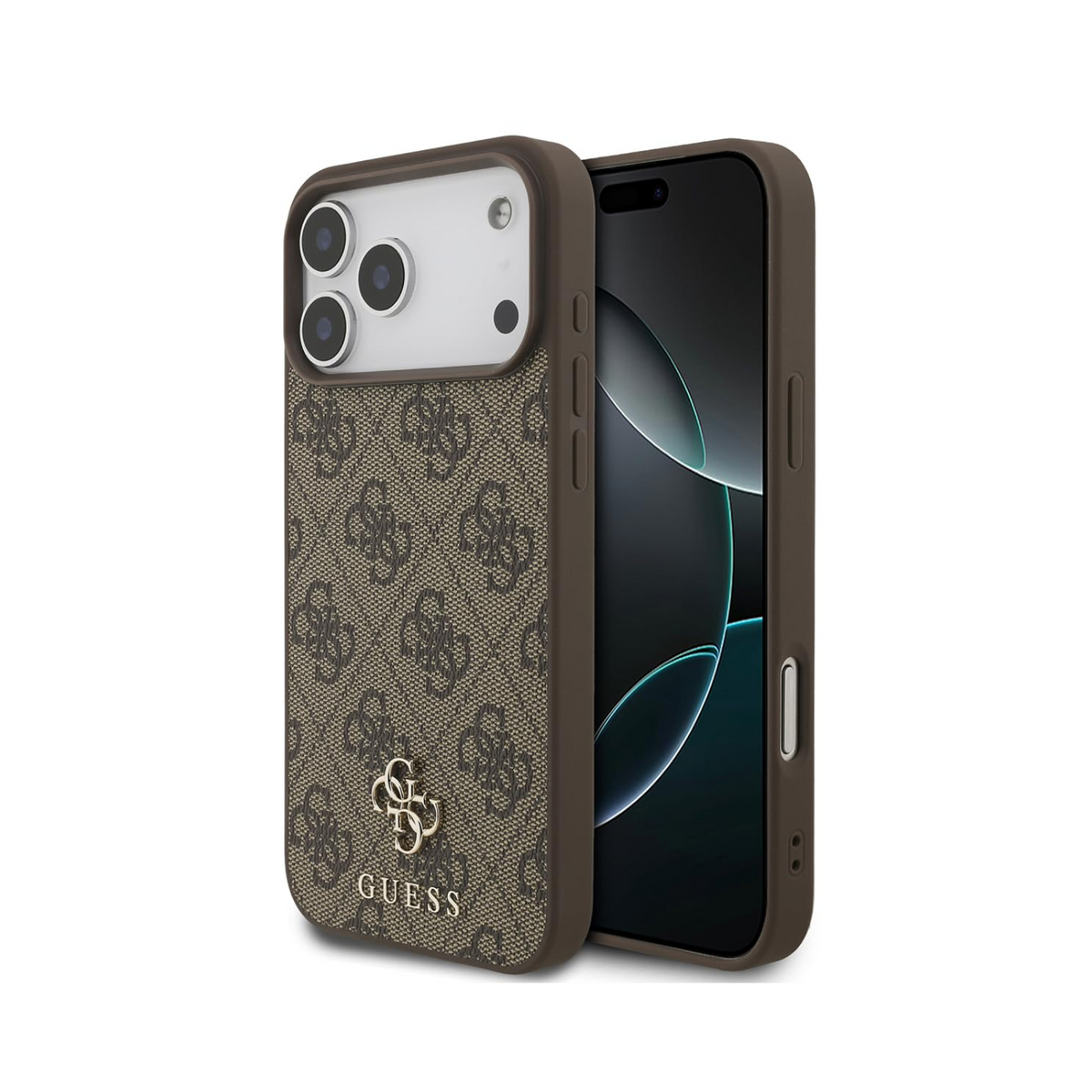 CG MOBILE Guess [Official Licensed] Protective Case Designed for iPhone 17 Pro Max |Magnetic Compatible|4G Pu Leather Case with Small 4G & Classic Metal Logos -Brown