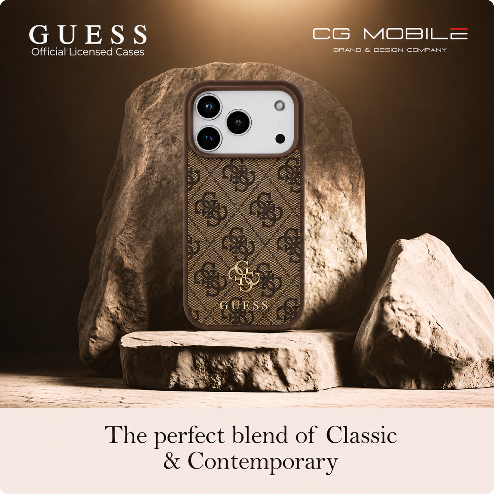 CG MOBILE Guess [Official Licensed] Protective Case Designed for iPhone 17 Pro Max |Magnetic Compatible|4G Pu Leather Case with Small 4G & Classic Metal Logos -Brown