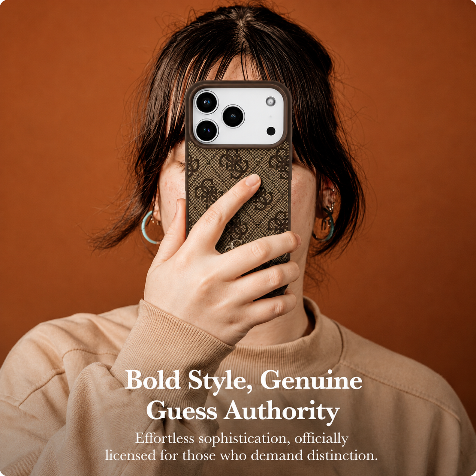 CG MOBILE Guess [Official Licensed] Protective Case Designed for iPhone 17 Pro Max |Magnetic Compatible|4G Pu Leather Case with Small 4G & Classic Metal Logos -Brown