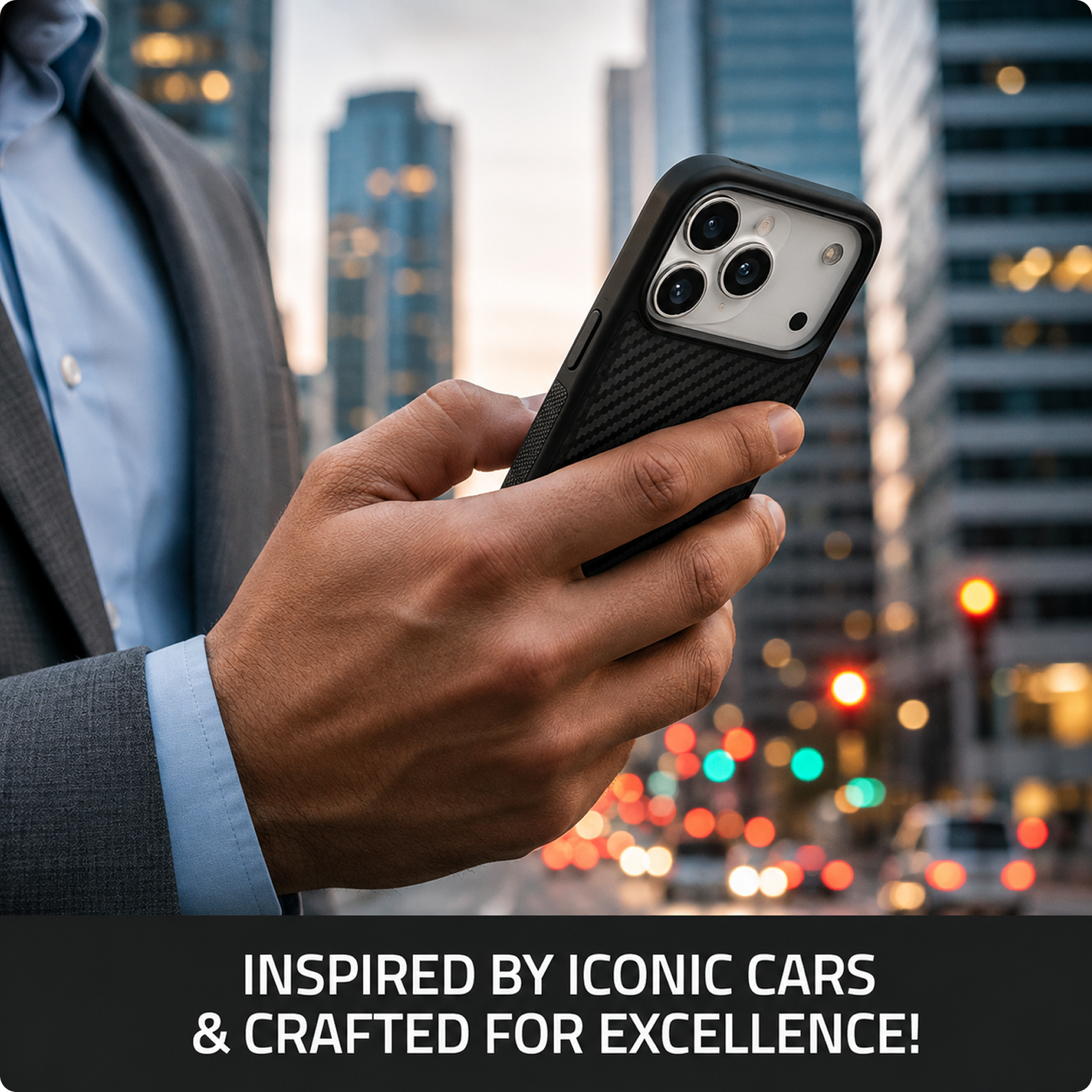 CG MOBILE BMW [Official Licensed] Protective Case Designed for iPhone 17 Pro Max |Magnetic Compatible|M Collection|Pu Leather Case Carbon & Tricolor Stripe with Metal Logos -Black